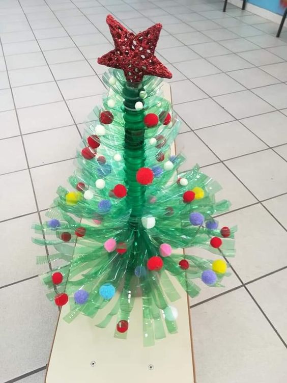 decoração de natal com garrafa pet