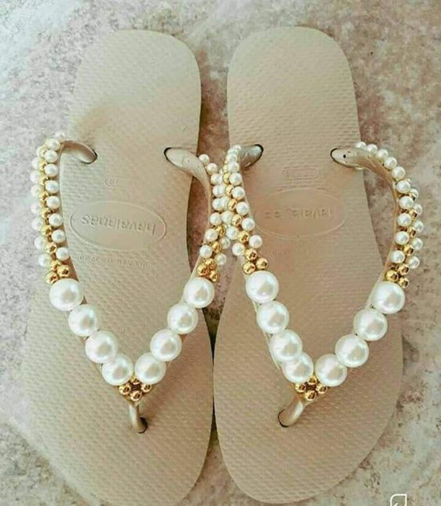 sandalias havaianas personalizadas com miçangas passo a passo