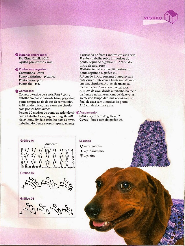 roupa de cachorro de crochê fácil