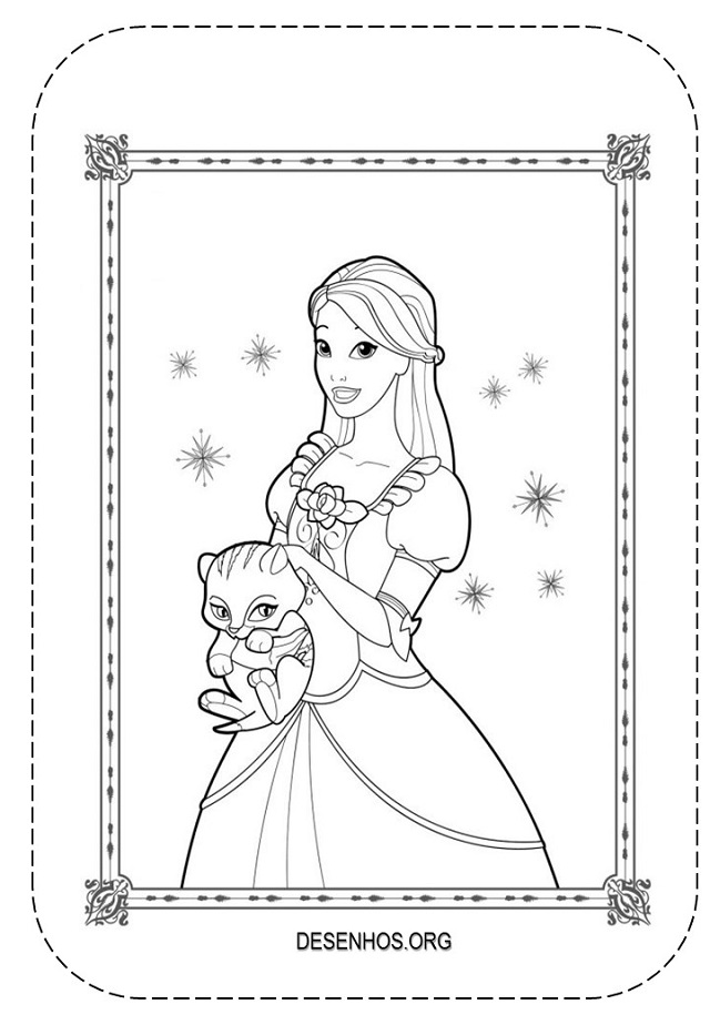 Desenhos Para Pintar e Colorir Barbie Princesa - Imprimir Desenho 024