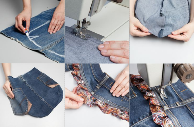 como fazer bolsa de calça jeans