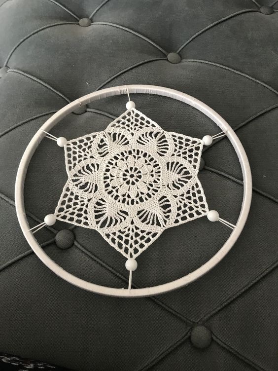 mandala de crochê no bastidor