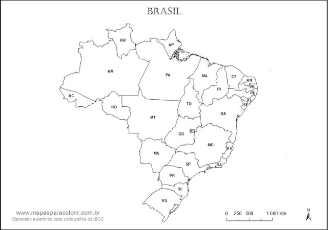 desenho mapa do brasil para colorir