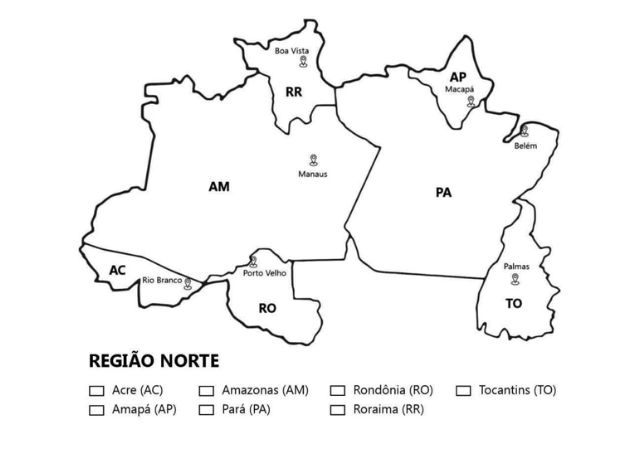 região norte para colorir