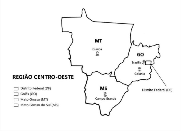 região centro oeste para colorir