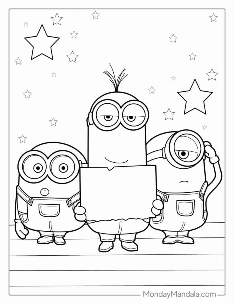 desenho minions para pintar