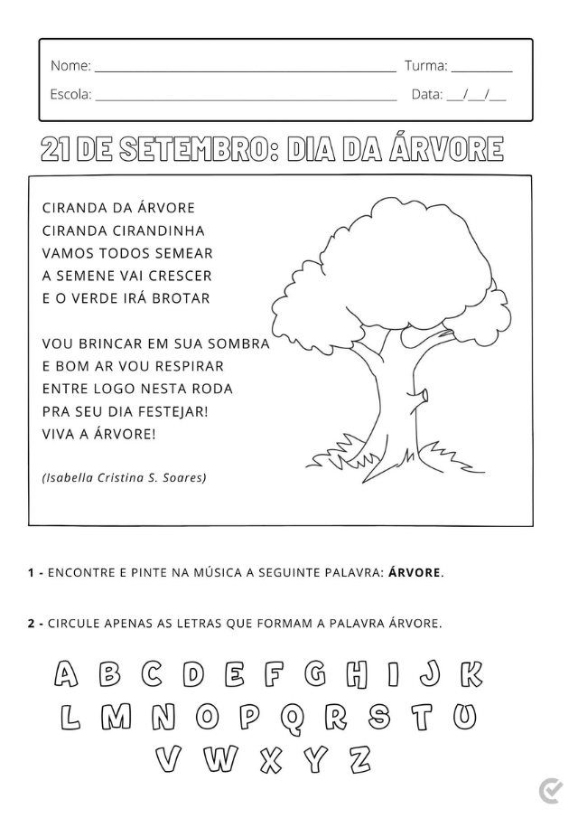 atividades dia da arvore educação infantil para imprimir