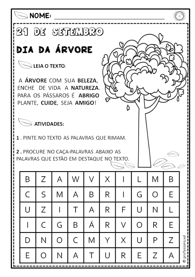 atividade do dia da arvore