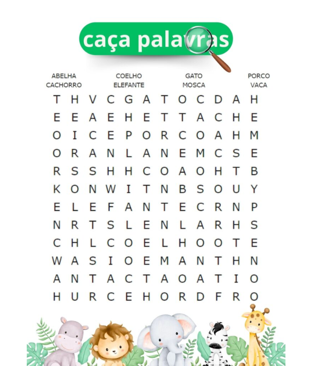 caca palavras infantil para imprimir